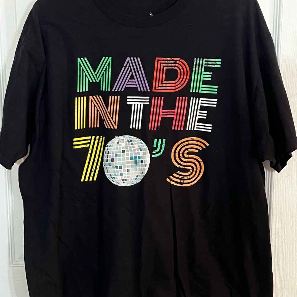 Port and Company Black Tee with Retro 70's Graphic